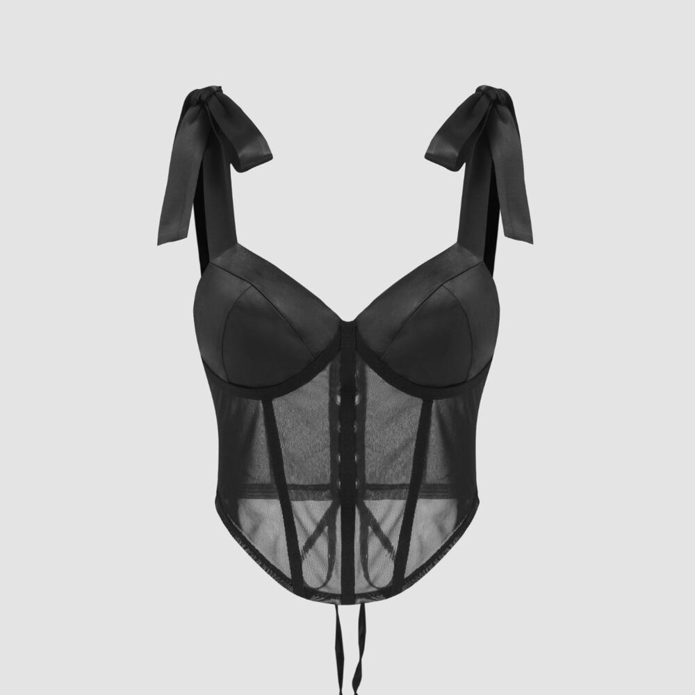 Cider Satin Sweetheart Bowknot Corset Lace Up Tank Top (size M, 6)